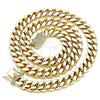 Gargantilla Basica 03.278.0005.24 Acero Inoxidable, Diseño de Miami Cubana, con Blanca Micro Pave, Pulido, Tono Dorado (12 MM Thickness, 24 Inches Length)