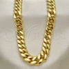 Gargantilla Basica 03.278.0005.24 Acero Inoxidable, Diseño de Miami Cubana, con Blanca Micro Pave, Pulido, Tono Dorado (12 MM Thickness, 24 Inches Length)