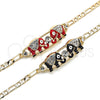 Pulsera Elegante 03.380.0045.1.08 Oro Laminado, Diseño de Elefante, con Blanca Cristal, Esmaltado Rojo, Tono Dorado (05 MM Thickness, 8 Inches Length)