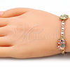 Pulsera Elegante 03.380.0047.08 Oro Laminado, Diseño de Elefante, con Blanca and Negro Cristal, Pulido, Tres Tonos (04 MM Thickness, 8 Inches Length)