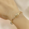 Pulsera Elegante 03.380.0047.08 Oro Laminado, Diseño de Elefante, con Blanca and Negro Cristal, Pulido, Tres Tonos (04 MM Thickness, 8 Inches Length)