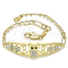 Pulsera Elegante 03.380.0050.08 Oro Laminado, Diseño de Búho y Corazón, con Blanca and Negro Cristal, Pulido, Tono Dorado (05 MM Thickness, 8 Inches Length)