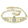 Pulsera Elegante 03.380.0051.08 Oro Laminado, Diseño de Tortuga y Corazón, con Blanca and Negro Cristal, Pulido, Tono Dorado (04 MM Thickness, 8 Inches Length)