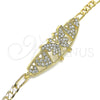 Pulsera Elegante 03.380.0052.08 Oro Laminado, Diseño de Mariposa y Corazón, con Blanca Cristal, Pulido, Tono Dorado (05 MM Thickness, 8 Inches Length)