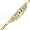 Pulsera Elegante 03.380.0053.08 Oro Laminado, Diseño de Elefante y Corazón, con Blanca and Negro Cristal, Pulido, Tono Dorado (05 MM Thickness, 8 Inches Length)