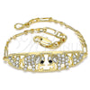 Pulsera Elegante 03.380.0053.08 Oro Laminado, Diseño de Elefante y Corazón, con Blanca and Negro Cristal, Pulido, Tono Dorado (05 MM Thickness, 8 Inches Length)