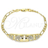 Pulsera Elegante 03.380.0053.08 Oro Laminado, Diseño de Elefante y Corazón, con Blanca and Negro Cristal, Pulido, Tono Dorado (05 MM Thickness, 8 Inches Length)