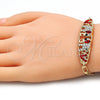 Pulsera Elegante 03.380.0053.1.08 Oro Laminado, Diseño de Elefante y Corazón, con Granate and Blanca Cristal, Pulido, Tono Dorado (05 MM Thickness, 8 Inches Length)