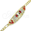 Pulsera Elegante 03.380.0053.1.08 Oro Laminado, Diseño de Elefante y Corazón, con Granate and Blanca Cristal, Pulido, Tono Dorado (05 MM Thickness, 8 Inches Length)