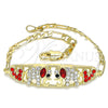 Pulsera Elegante 03.380.0053.1.08 Oro Laminado, Diseño de Elefante y Corazón, con Granate and Blanca Cristal, Pulido, Tono Dorado (05 MM Thickness, 8 Inches Length)