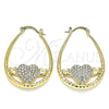 Argolla Mediana 02.380.0058.30 Oro Laminado, Diseño de Corazón, con Blanca Cristal, Diamantado, Tono Dorado