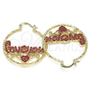 Argolla Mediana 02.351.0108.35 Oro Laminado, Diseño de Amor y Corazón, con Granate Cristal, Diamantado, Tono Dorado