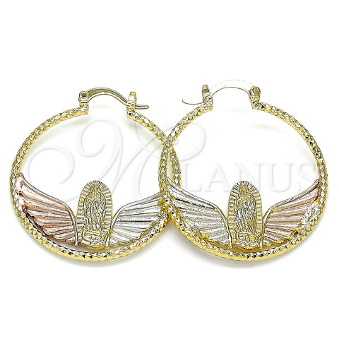Argolla Mediana 02.351.0109.35 Oro Laminado, Diseño de Guadalupe, Diamantado, Tres Tonos
