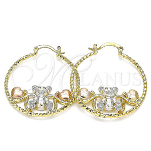 Argolla Mediana 02.351.0110.35 Oro Laminado, Diseño de Osito y Corazón, Diamantado, Tres Tonos
