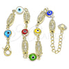 Pulsera Elegante 03.351.0108.08 Oro Laminado, Diseño de Guadalupe y Ojo Griego, Resinado Multicolor, Tono Dorado (06 MM Thickness, 8 Inches Length)