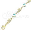 Pulsera Elegante 03.351.0107.3.07 Oro Laminado, Diseño de Ojo Griego y Elefante, Esmaltado Blanco, Tono Dorado (06 MM Thickness, 7 Inches Length)