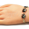 Pulsera Elegante 03.351.0109.07 Oro Laminado, Diseño de Elefante, con Blanca Cristal, Esmaltado Negro, Tono Dorado (05 MM Thickness, 7 Inches Length)