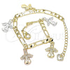Pulsera de Dije 03.351.0111.07 Oro Laminado, Diseño de Angel, Pulido, Tres Tonos (04 MM Thickness, 7 Inches Length)