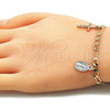 Pulsera de Dije 03.351.0113.07 Oro Laminado, Diseño de Guadalupe y Crucifijo, Pulido, Tres Tonos (04 MM Thickness, 7 Inches Length)