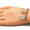 Pulsera de Dije 03.351.0119.08 Oro Laminado, Diseño de Guadalupe, Pulido, Tres Tonos (05 MM Thickness, 8 Inches Length)