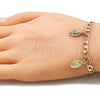 Pulsera de Dije 03.351.0120.08 Oro Laminado, Diseño de Guadalupe, Pulido, Tres Tonos (04 MM Thickness, 8 Inches Length)