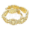 Pulsera Elegante 03.351.0124.08 Oro Laminado, Diseño de Guadalupe y Cruz, Pulido, Tono Dorado (16 MM Thickness, 8 Inches Length)
