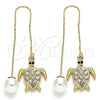 Arete Violador 02.380.0066 Oro Laminado, Diseño de Tortuga, con Blanca and Negro Cristal, Pulido, Tono Dorado