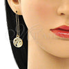 Arete Violador 02.380.0069 Oro Laminado, Diseño de Ãrbol, con Blanca Cristal, Pulido, Tono Dorado