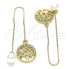 Arete Violador 02.380.0069 Oro Laminado, Diseño de Ãrbol, con Blanca Cristal, Pulido, Tono Dorado