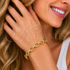 Aro Individual 07.341.0005 Oro Laminado, Diseño de Paperclip, con Micro Pave Blanca, Pulido, Tono Dorado (Grosor 09 MM, Talla Unica)