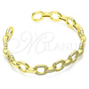 Aro Individual 07.341.0005 Oro Laminado, Diseño de Paperclip, con Micro Pave Blanca, Pulido, Tono Dorado (Grosor 09 MM, Talla Unica)