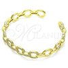 Aro Individual 07.341.0005 Oro Laminado, Diseño de Paperclip, con Micro Pave Blanca, Pulido, Tono Dorado (Grosor 09 MM, Talla Unica)