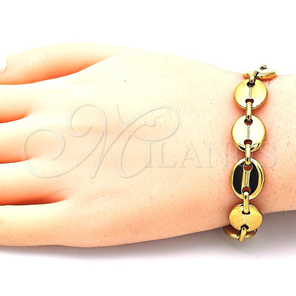 Pulsera Básica 04.116.0062.08 Acero Inoxidable, Diseño de Puff Mariner, Pulido, Tono Dorado (11 MM Thickness, 8 Inches Length)