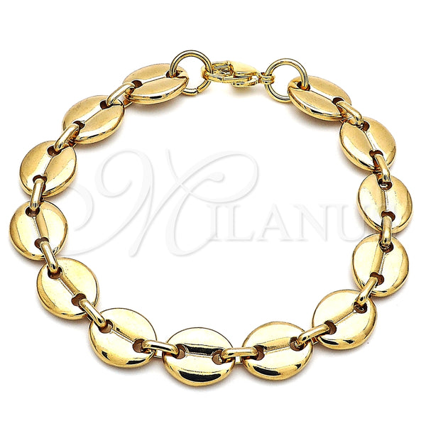 Pulsera Básica 04.116.0062.08 Acero Inoxidable, Diseño de Puff Mariner, Pulido, Tono Dorado (11 MM Thickness, 8 Inches Length)