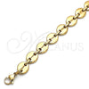 Tobillera Básica 04.116.0062.10 Acero Inoxidable, Diseño de Puff Mariner, Pulido, Tono Dorado (11 MM Thickness, 10 Inches Length)