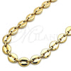 Gargantilla Basica 04.116.0062.24 Acero Inoxidable, Diseño de Puff Mariner, Pulido, Tono Dorado (11 MM Thickness, 24 Inches Length)
