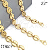 Gargantilla Basica 04.116.0062.24 Acero Inoxidable, Diseño de Puff Mariner, Pulido, Tono Dorado (11 MM Thickness, 24 Inches Length)