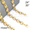 Gargantilla Basica 04.116.0062.24 Acero Inoxidable, Diseño de Puff Mariner, Pulido, Tono Dorado (11 MM Thickness, 24 Inches Length)