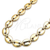 Gargantilla Basica 04.116.0063.30 Acero Inoxidable, Diseño de Puff Mariner, Pulido, Tono Dorado (13 MM Thickness, 30 Inches Length)