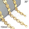 Gargantilla Basica 04.116.0063.30 Acero Inoxidable, Diseño de Puff Mariner, Pulido, Tono Dorado (13 MM Thickness, 30 Inches Length)