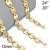 Gargantilla Basica 04.116.0063.30 Acero Inoxidable, Diseño de Puff Mariner, Pulido, Tono Dorado (13 MM Thickness, 30 Inches Length)