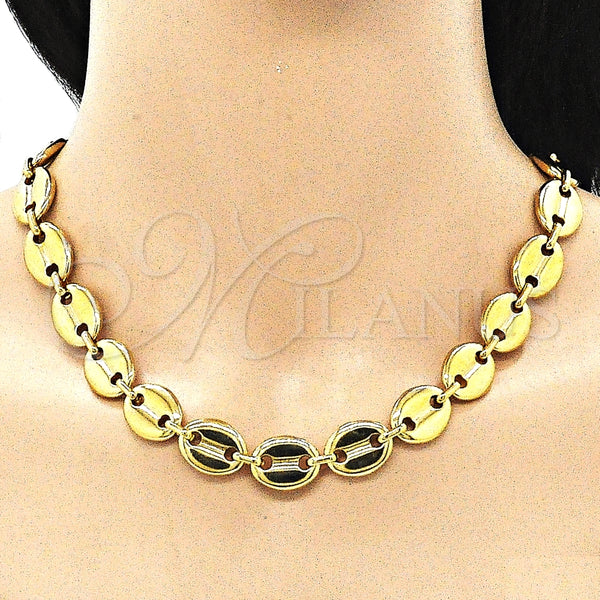 Gargantilla Basica 04.116.0063.24 Acero Inoxidable, Diseño de Puff Mariner, Pulido, Tono Dorado (13 MM Thickness, 24 Inches Length)