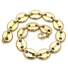 Tobillera Básica 04.116.0063.10 Acero Inoxidable, Diseño de Puff Mariner, Pulido, Tono Dorado (13 MM Thickness, 10 Inches Length)