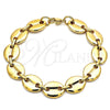 Pulsera Básica 04.116.0063.08 Acero Inoxidable, Diseño de Puff Mariner, Pulido, Tono Dorado (13 MM Thickness, 8 Inches Length)