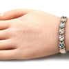 Pulsera Elegante 03.380.0061.08 Oro Laminado, Diseño de Manzana, Diamantado, Tres Tonos (09 MM Thickness, 8 Inches Length)
