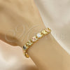 Pulsera Elegante 03.380.0061.08 Oro Laminado, Diseño de Manzana, Diamantado, Tres Tonos (09 MM Thickness, 8 Inches Length)