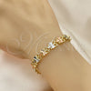 Pulsera Elegante 03.380.0062.08 Oro Laminado, Diseño de Libélula, Diamantado, Tres Tonos (08 MM Thickness, 8 Inches Length)