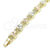 Pulsera Elegante 03.380.0062.08 Oro Laminado, Diseño de Libélula, Diamantado, Tres Tonos (08 MM Thickness, 8 Inches Length)