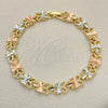Pulsera Elegante 03.380.0062.08 Oro Laminado, Diseño de Libélula, Diamantado, Tres Tonos (08 MM Thickness, 8 Inches Length)