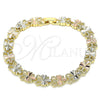 Pulsera Elegante 03.380.0062.08 Oro Laminado, Diseño de Libélula, Diamantado, Tres Tonos (08 MM Thickness, 8 Inches Length)